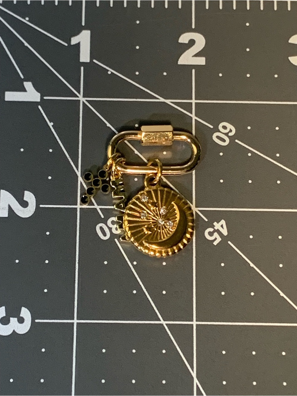 Gold-Tone Crystal Disc Charm - Picture 5 of 6